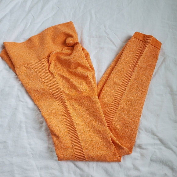 Womens orange active stretch workout leggings - Picture 5 of 5